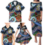 Custom NAIDOC Week 2024 Carlton Blues Family Matching Puletasi and Hawaiian Shirt Australia Aboriginal Dot Painting