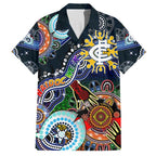 Custom NAIDOC Week 2024 Carlton Blues Family Matching Puletasi and Hawaiian Shirt Australia Aboriginal Dot Painting