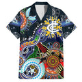 Custom NAIDOC Week 2024 Carlton Blues Family Matching Short Sleeve Bodycon Dress and Hawaiian Shirt Australia Aboriginal Dot Painting