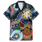 Custom NAIDOC Week 2024 Carlton Blues Family Matching Short Sleeve Bodycon Dress and Hawaiian Shirt Australia Aboriginal Dot Painting