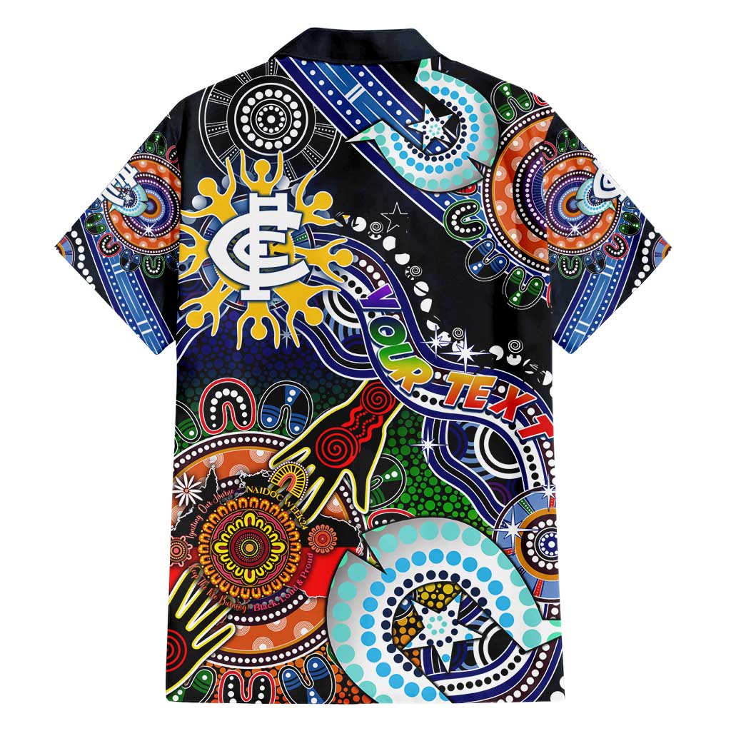 Custom NAIDOC Week 2024 Carlton Blues Family Matching Short Sleeve Bodycon Dress and Hawaiian Shirt Australia Aboriginal Dot Painting