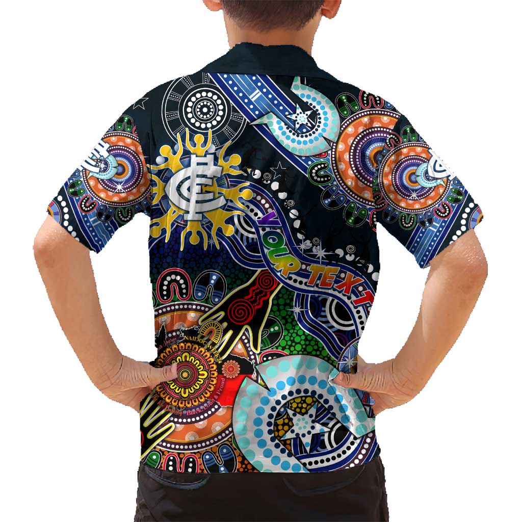 Custom NAIDOC Week 2024 Carlton Blues Family Matching Summer Maxi Dress and Hawaiian Shirt Australia Aboriginal Dot Painting