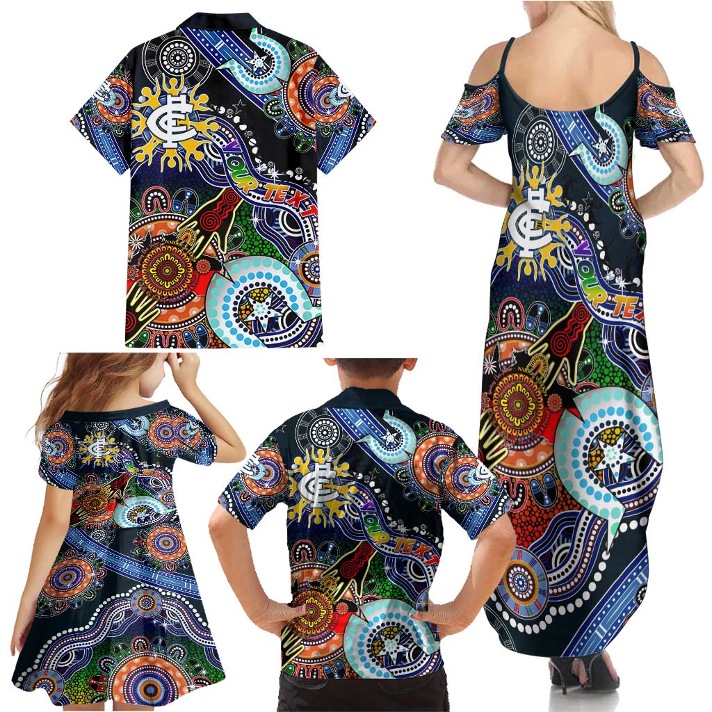 Custom NAIDOC Week 2024 Carlton Blues Family Matching Summer Maxi Dress and Hawaiian Shirt Australia Aboriginal Dot Painting