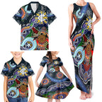 Custom NAIDOC Week 2024 Carlton Blues Family Matching Tank Maxi Dress and Hawaiian Shirt Australia Aboriginal Dot Painting