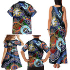 Custom NAIDOC Week 2024 Carlton Blues Family Matching Tank Maxi Dress and Hawaiian Shirt Australia Aboriginal Dot Painting