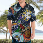 Custom NAIDOC Week 2024 Carlton Blues Hawaiian Shirt Australia Aboriginal Dot Painting