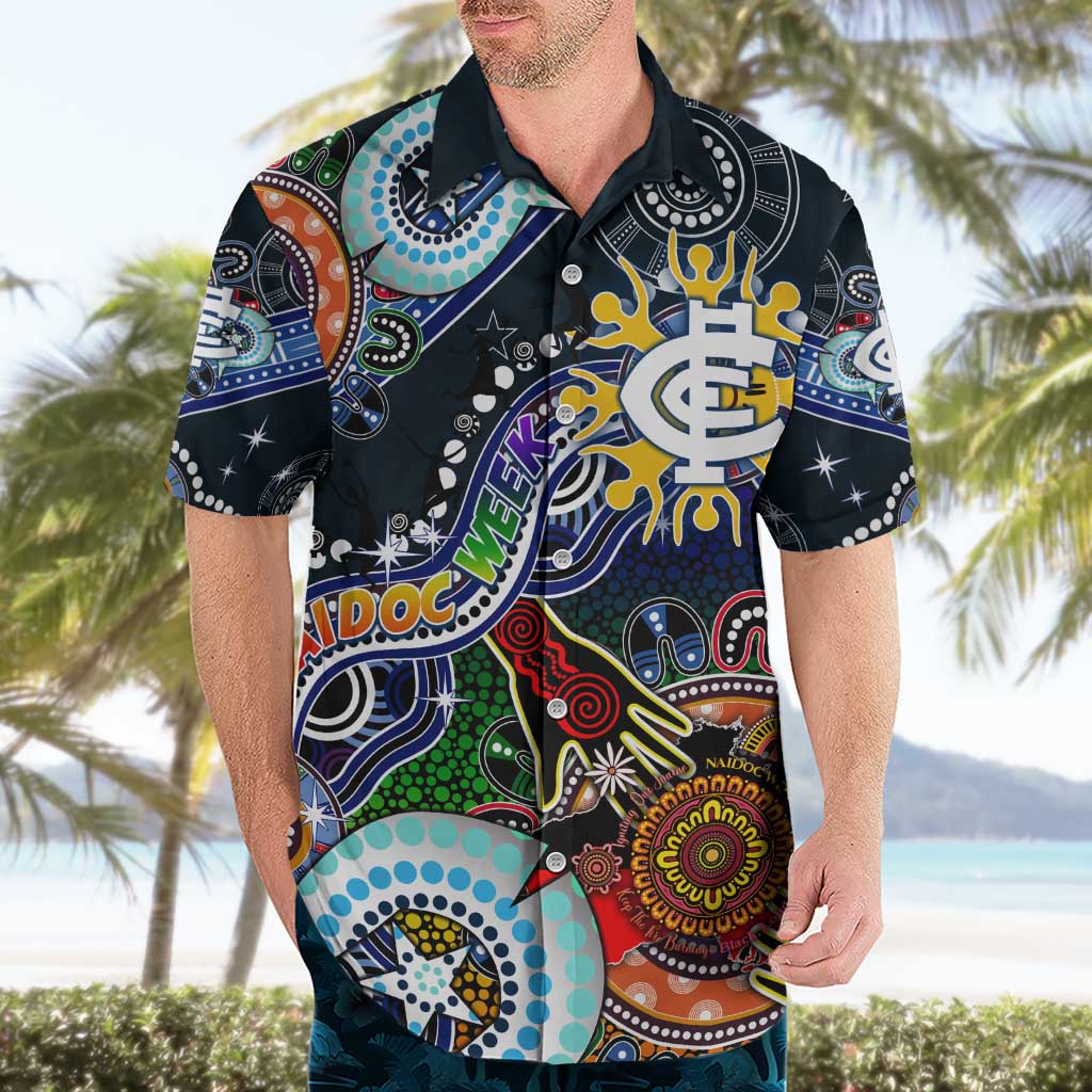 Custom NAIDOC Week 2024 Carlton Blues Hawaiian Shirt Australia Aboriginal Dot Painting