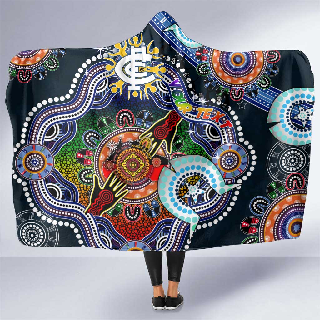 Custom NAIDOC Week 2024 Carlton Blues Hooded Blanket Australia Aboriginal Dot Painting