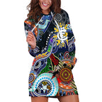 Custom NAIDOC Week 2024 Carlton Blues Hoodie Dress Australia Aboriginal Dot Painting