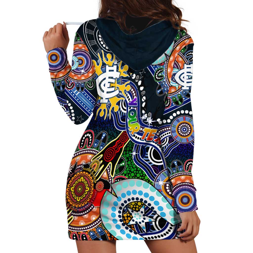 Custom NAIDOC Week 2024 Carlton Blues Hoodie Dress Australia Aboriginal Dot Painting