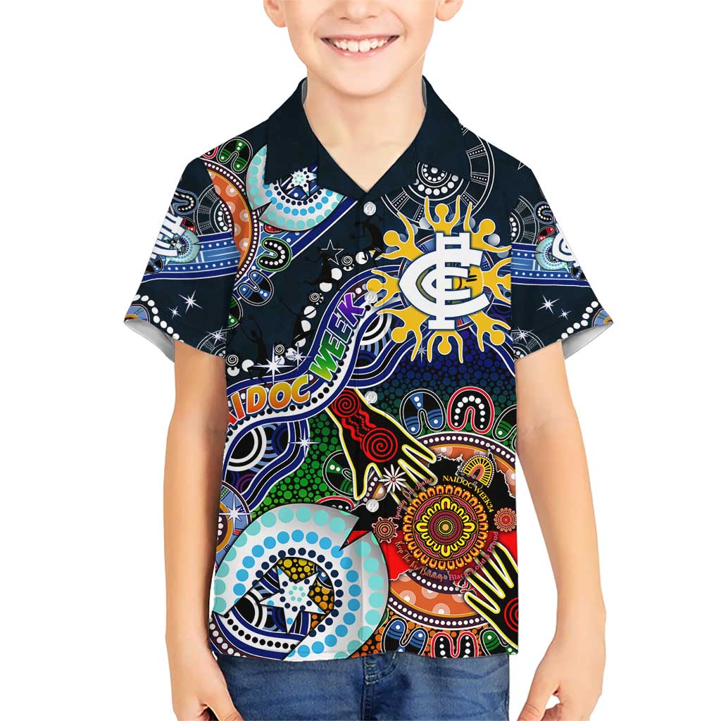 Custom NAIDOC Week 2024 Carlton Blues Kid Hawaiian Shirt Australia Aboriginal Dot Painting