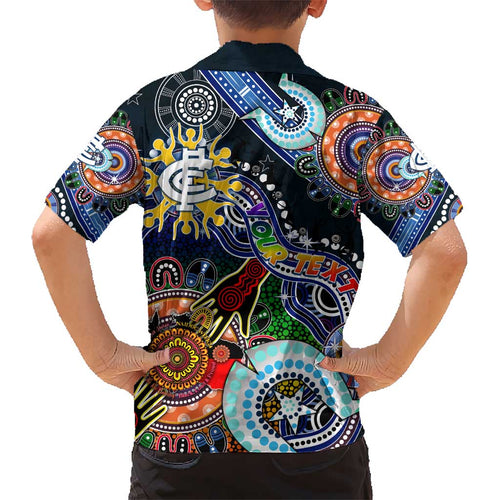 Custom NAIDOC Week 2024 Carlton Blues Kid Hawaiian Shirt Australia Aboriginal Dot Painting
