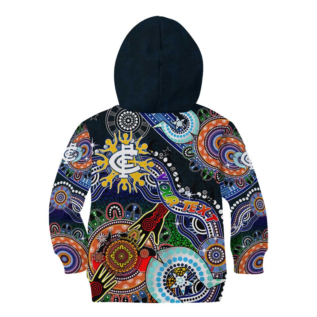 Custom NAIDOC Week 2024 Carlton Blues Kid Hoodie Australia Aboriginal Dot Painting