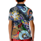Custom NAIDOC Week 2024 Carlton Blues Kid Polo Shirt Australia Aboriginal Dot Painting