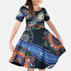 Custom NAIDOC Week 2024 Carlton Blues Kid Short Sleeve Dress Australia Aboriginal Dot Painting