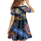 Custom NAIDOC Week 2024 Carlton Blues Kid Short Sleeve Dress Australia Aboriginal Dot Painting