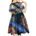 Custom NAIDOC Week 2024 Carlton Blues Kid Short Sleeve Dress Australia Aboriginal Dot Painting