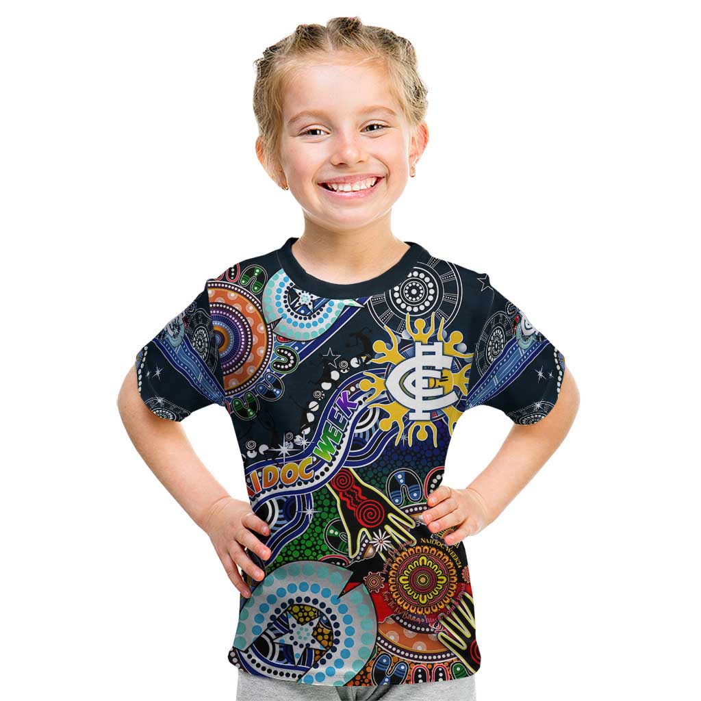 Custom NAIDOC Week 2024 Carlton Blues Kid T Shirt Australia Aboriginal Dot Painting