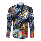 Custom NAIDOC Week 2024 Carlton Blues Long Sleeve Button Shirt Australia Aboriginal Dot Painting