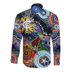 Custom NAIDOC Week 2024 Carlton Blues Long Sleeve Button Shirt Australia Aboriginal Dot Painting