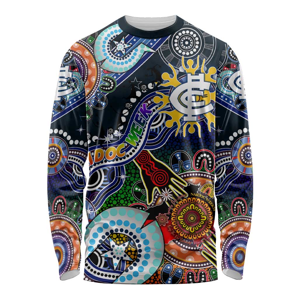 Custom NAIDOC Week 2024 Carlton Blues Long Sleeve Shirt Australia Aboriginal Dot Painting