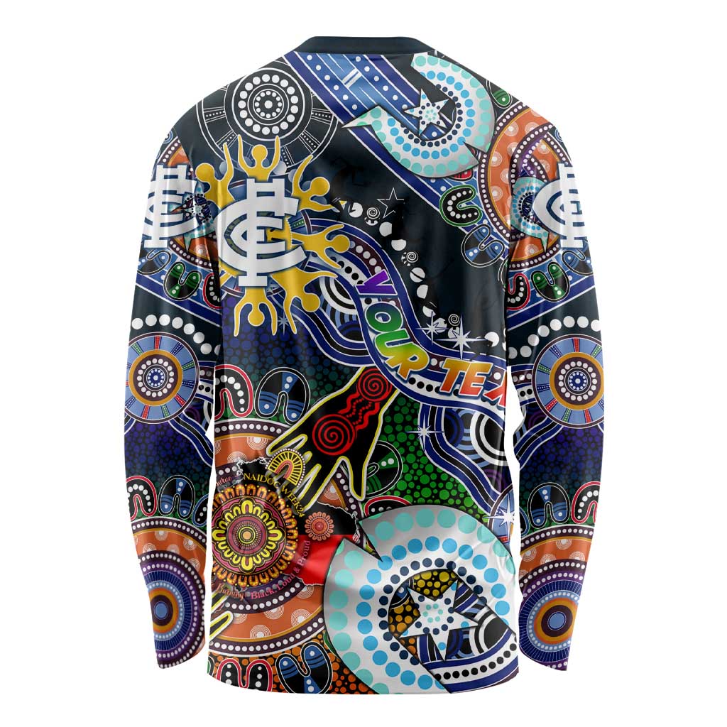 Custom NAIDOC Week 2024 Carlton Blues Long Sleeve Shirt Australia Aboriginal Dot Painting