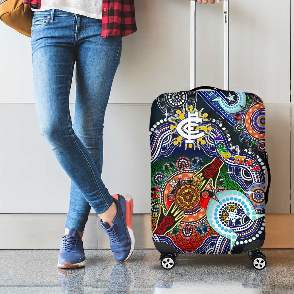 Custom NAIDOC Week 2024 Carlton Blues Luggage Cover Australia Aboriginal Dot Painting