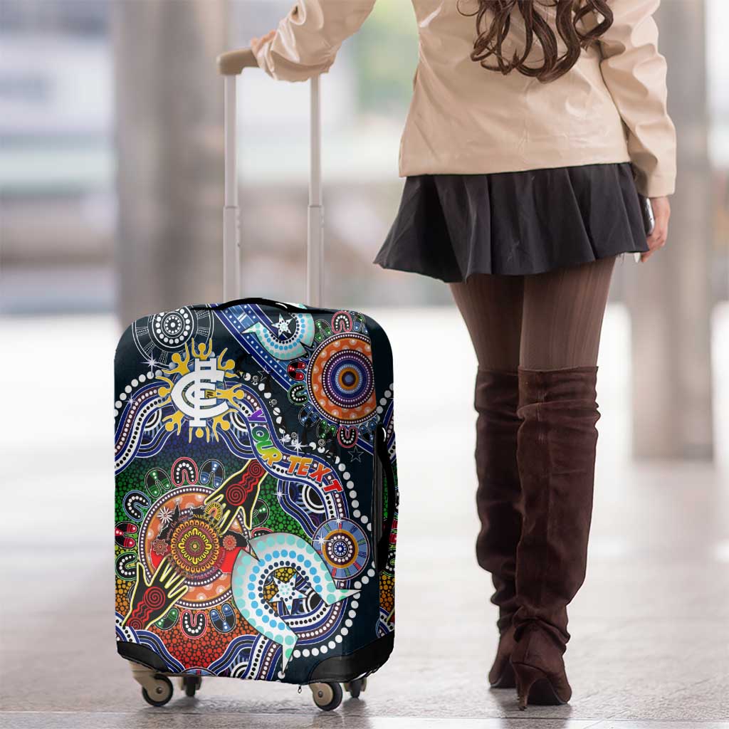 Custom NAIDOC Week 2024 Carlton Blues Luggage Cover Australia Aboriginal Dot Painting