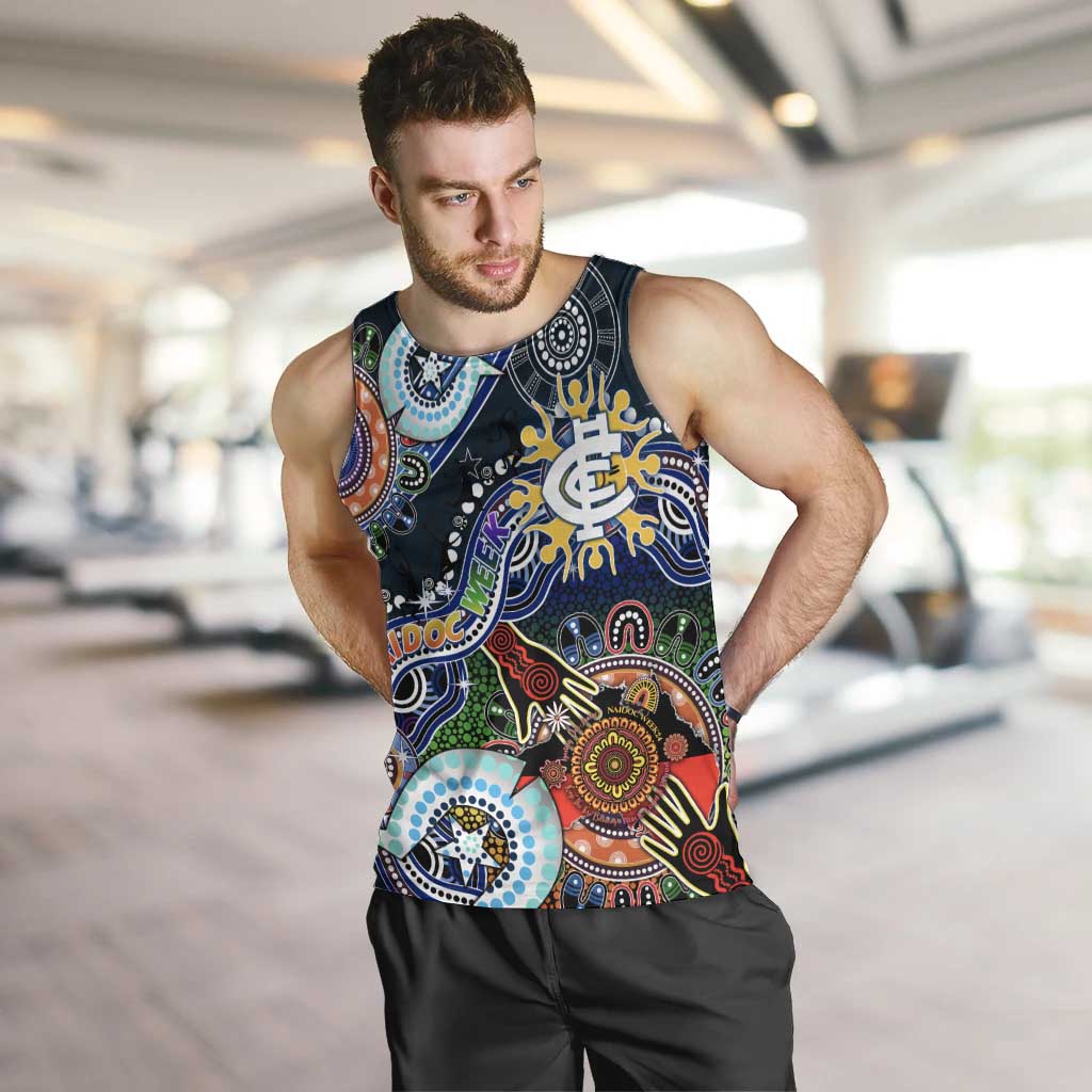 Custom NAIDOC Week 2024 Carlton Blues Men Tank Top Australia Aboriginal Dot Painting