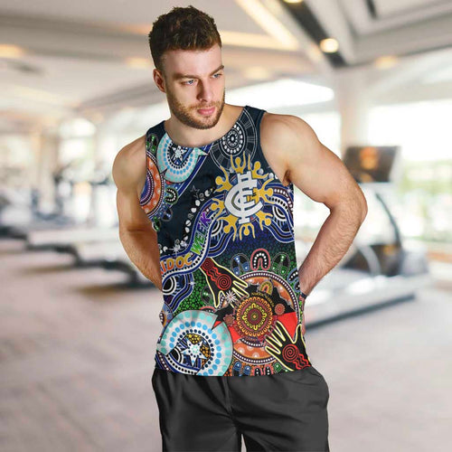Custom NAIDOC Week 2024 Carlton Blues Men Tank Top Australia Aboriginal Dot Painting