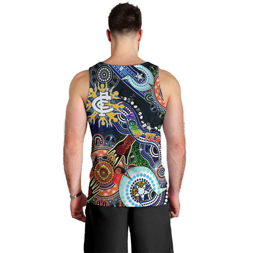 Custom NAIDOC Week 2024 Carlton Blues Men Tank Top Australia Aboriginal Dot Painting