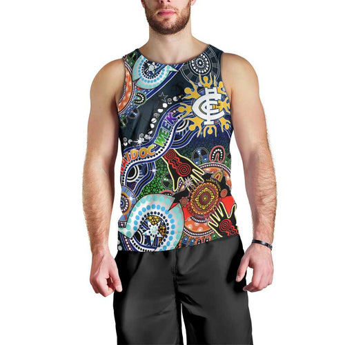 Custom NAIDOC Week 2024 Carlton Blues Men Tank Top Australia Aboriginal Dot Painting