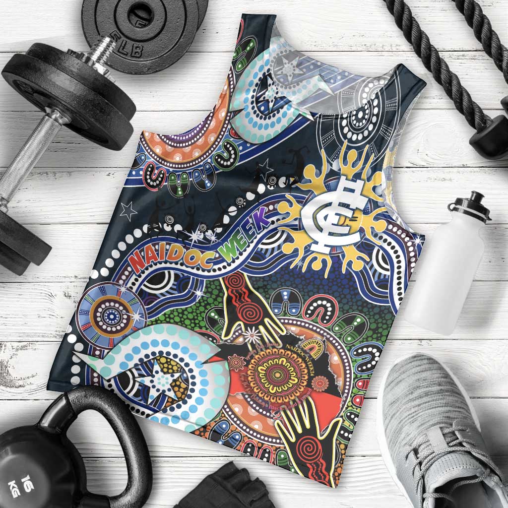 Custom NAIDOC Week 2024 Carlton Blues Men Tank Top Australia Aboriginal Dot Painting
