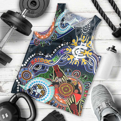 Custom NAIDOC Week 2024 Carlton Blues Men Tank Top Australia Aboriginal Dot Painting