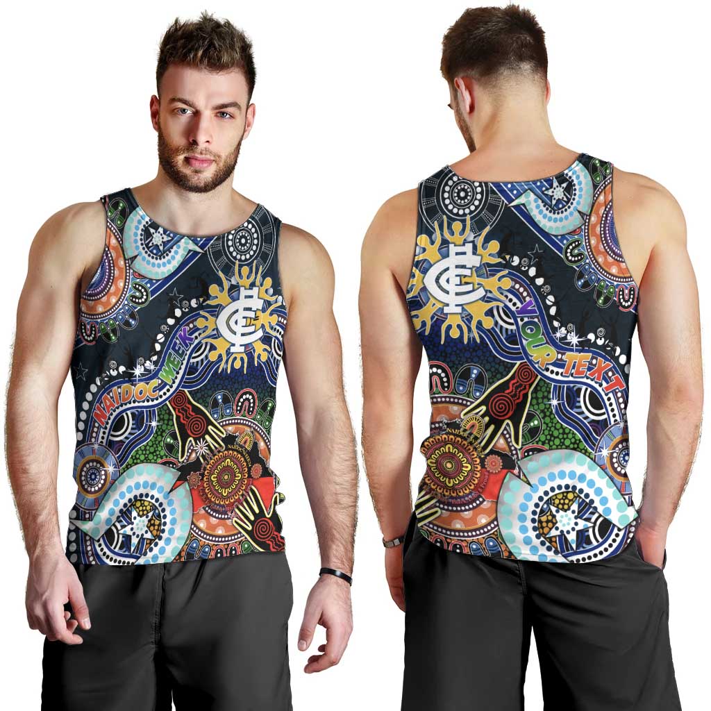 Custom NAIDOC Week 2024 Carlton Blues Men Tank Top Australia Aboriginal Dot Painting