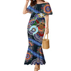 Custom NAIDOC Week 2024 Carlton Blues Mermaid Dress Australia Aboriginal Dot Painting