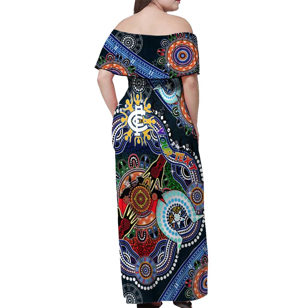 Custom NAIDOC Week 2024 Carlton Blues Off Shoulder Maxi Dress Australia Aboriginal Dot Painting