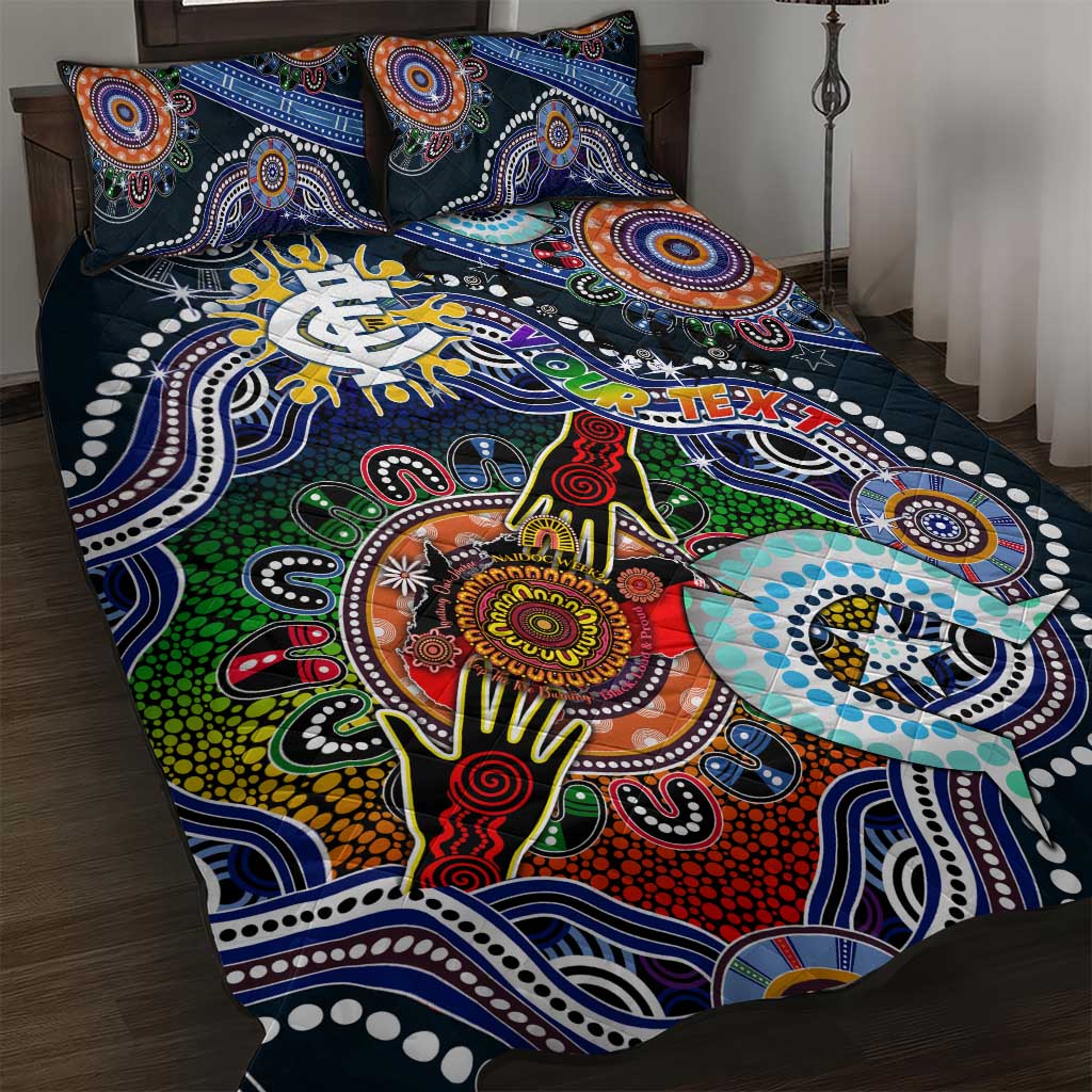 Custom NAIDOC Week 2024 Carlton Blues Quilt Bed Set Australia Aboriginal Dot Painting
