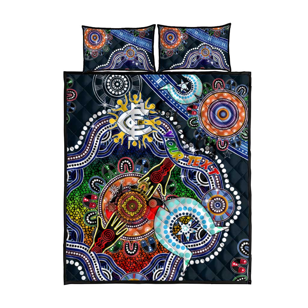 Custom NAIDOC Week 2024 Carlton Blues Quilt Bed Set Australia Aboriginal Dot Painting