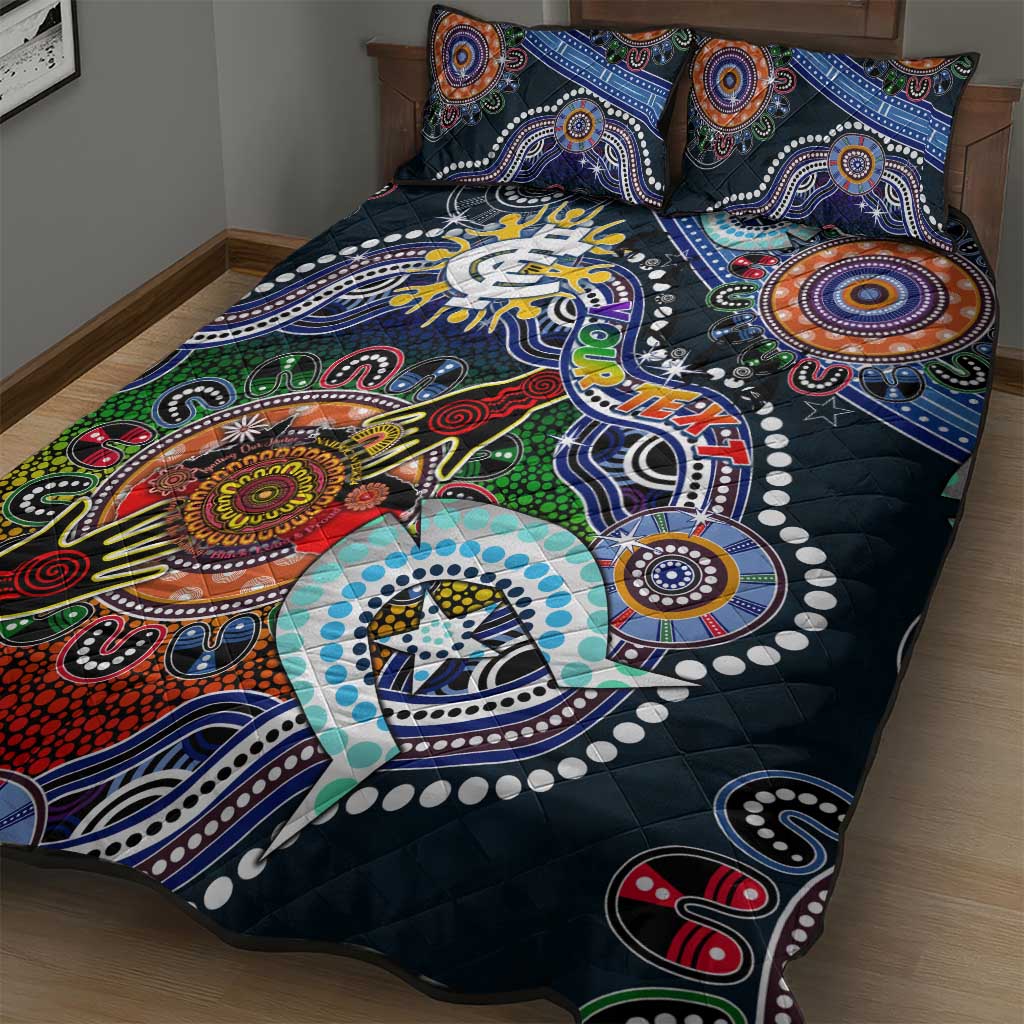 Custom NAIDOC Week 2024 Carlton Blues Quilt Bed Set Australia Aboriginal Dot Painting