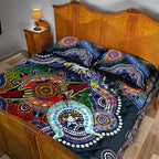Custom NAIDOC Week 2024 Carlton Blues Quilt Bed Set Australia Aboriginal Dot Painting