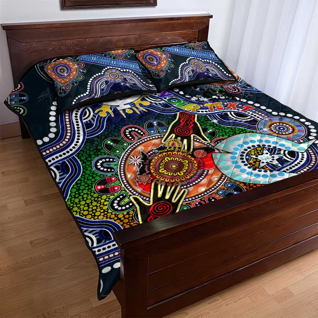 Custom NAIDOC Week 2024 Carlton Blues Quilt Bed Set Australia Aboriginal Dot Painting