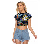 Custom NAIDOC Week 2024 Carlton Blues Raglan Cropped T Shirt Australia Aboriginal Dot Painting