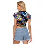 Custom NAIDOC Week 2024 Carlton Blues Raglan Cropped T Shirt Australia Aboriginal Dot Painting