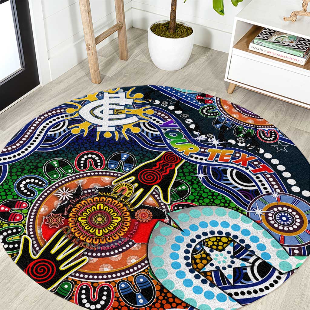 Custom NAIDOC Week 2024 Carlton Blues Round Carpet Australia Aboriginal Dot Painting