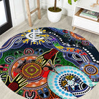 Custom NAIDOC Week 2024 Carlton Blues Round Carpet Australia Aboriginal Dot Painting