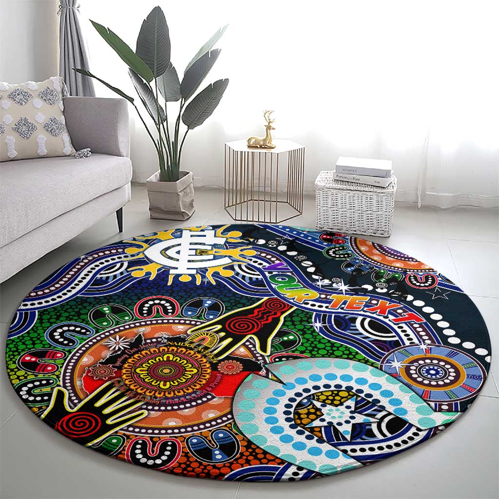 Custom NAIDOC Week 2024 Carlton Blues Round Carpet Australia Aboriginal Dot Painting