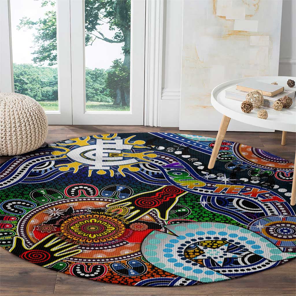 Custom NAIDOC Week 2024 Carlton Blues Round Carpet Australia Aboriginal Dot Painting