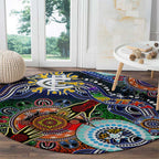 Custom NAIDOC Week 2024 Carlton Blues Round Carpet Australia Aboriginal Dot Painting