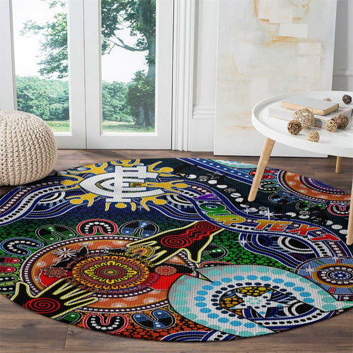 Custom NAIDOC Week 2024 Carlton Blues Round Carpet Australia Aboriginal Dot Painting